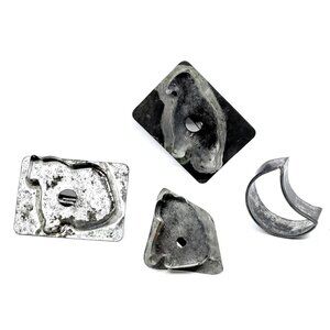 Antq Primitive Tin Cookie Cutters Vtg Kitchen Baking Cat Crow Frog Moon Lot 4